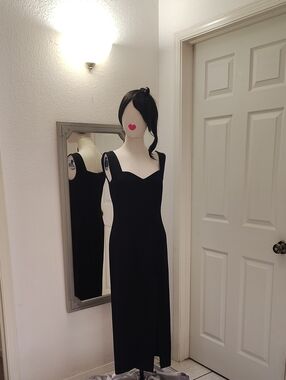 bebe Black Wool Maxi Dress With High Slit